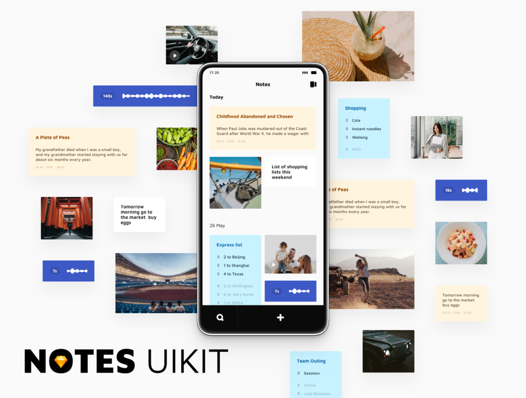 旅游概念主题UI界面设计套件素材Notes UI Kit插图1