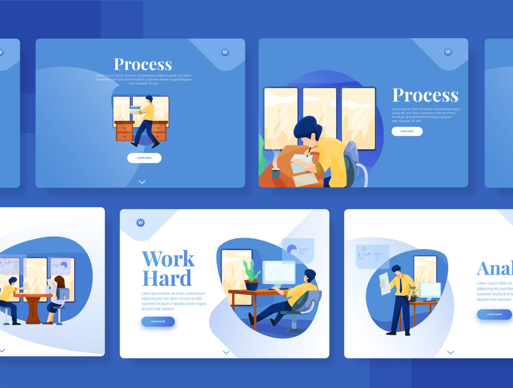 企业办公主题场景插画素材模板素材下载Office Activities Illustration Set插图3