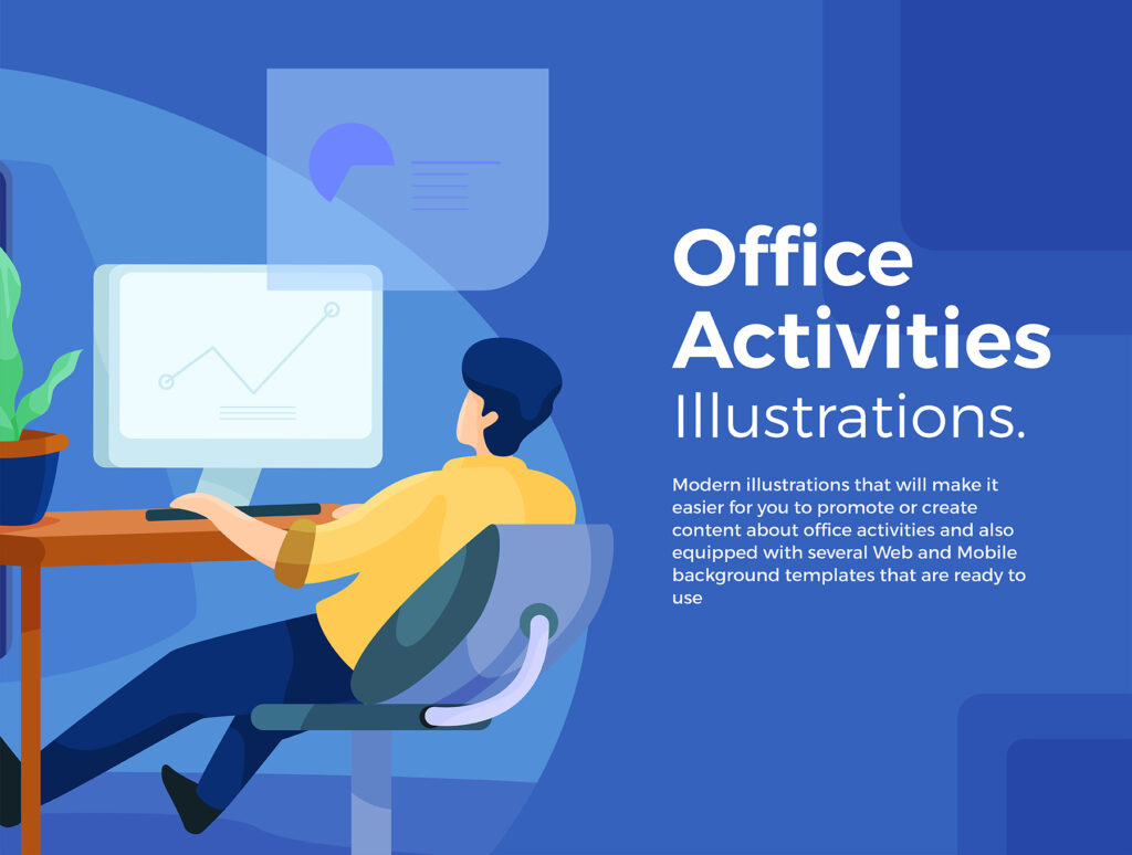 企业办公主题场景插画素材模板素材下载Office Activities Illustration Set插图5