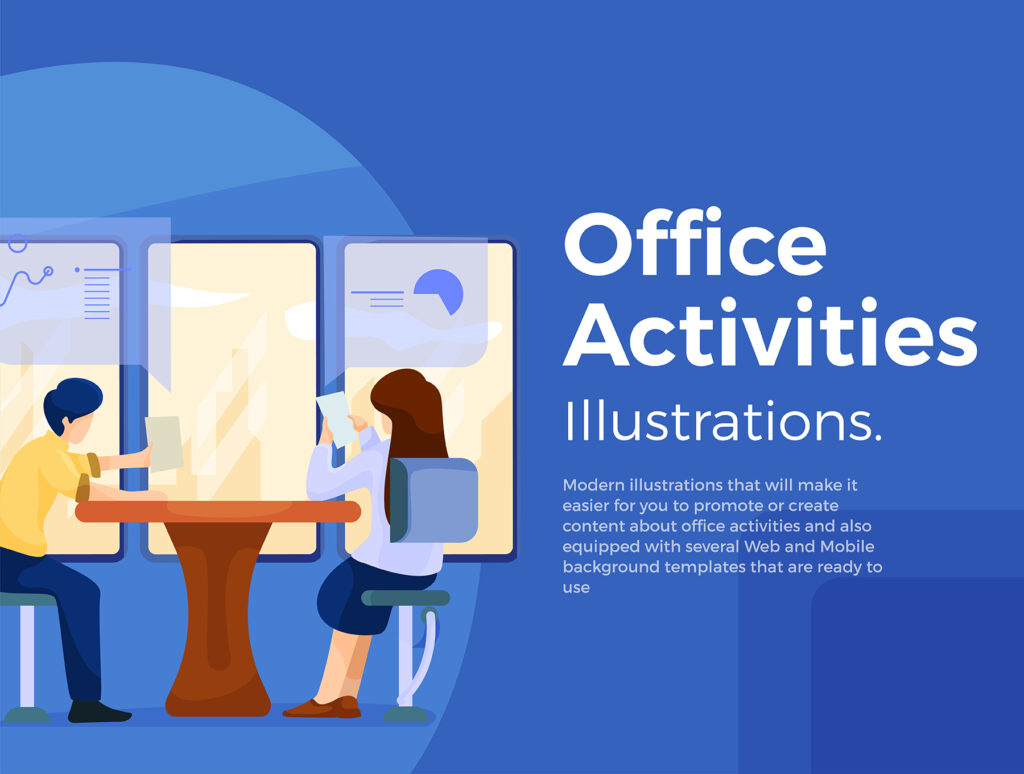 企业办公主题场景插画素材模板素材下载Office Activities Illustration Set插图6