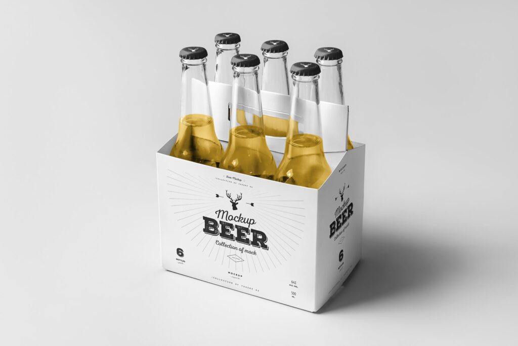 精致啤酒套装模型样机展示效果图Beer Mockup 5