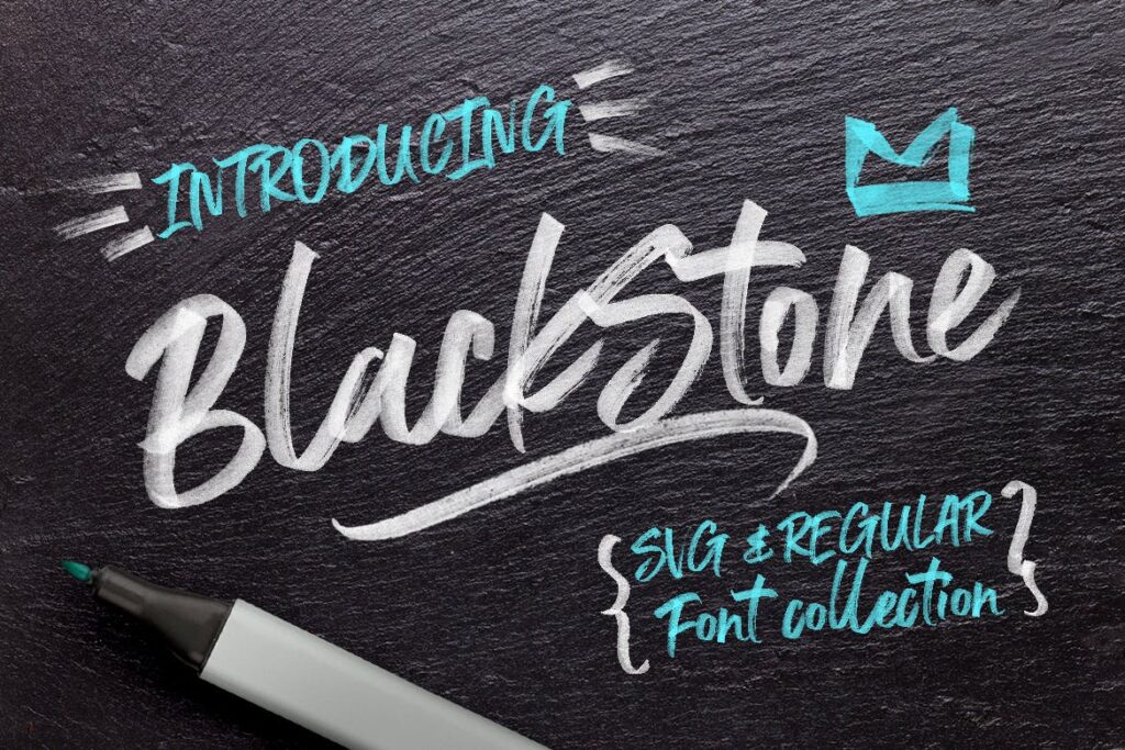 化妆品手写毛笔英文字体/婚礼邀请函手写英文字体下载Black Stone Marker SVG