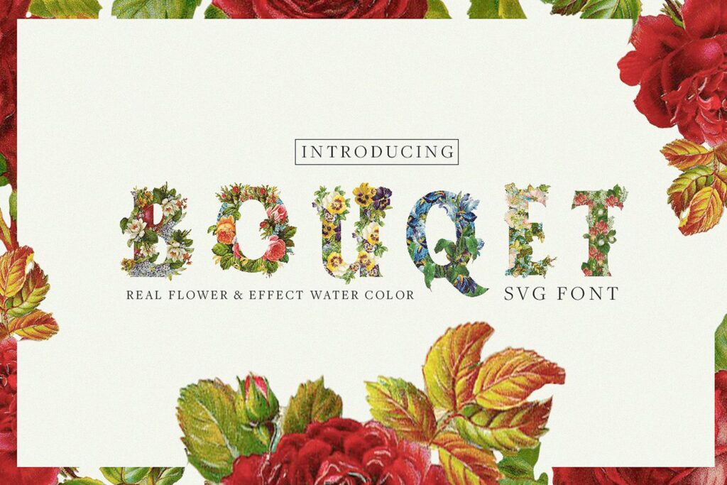 花束和水彩装饰英文字体下载 Bouqet Flower & Watercolor
