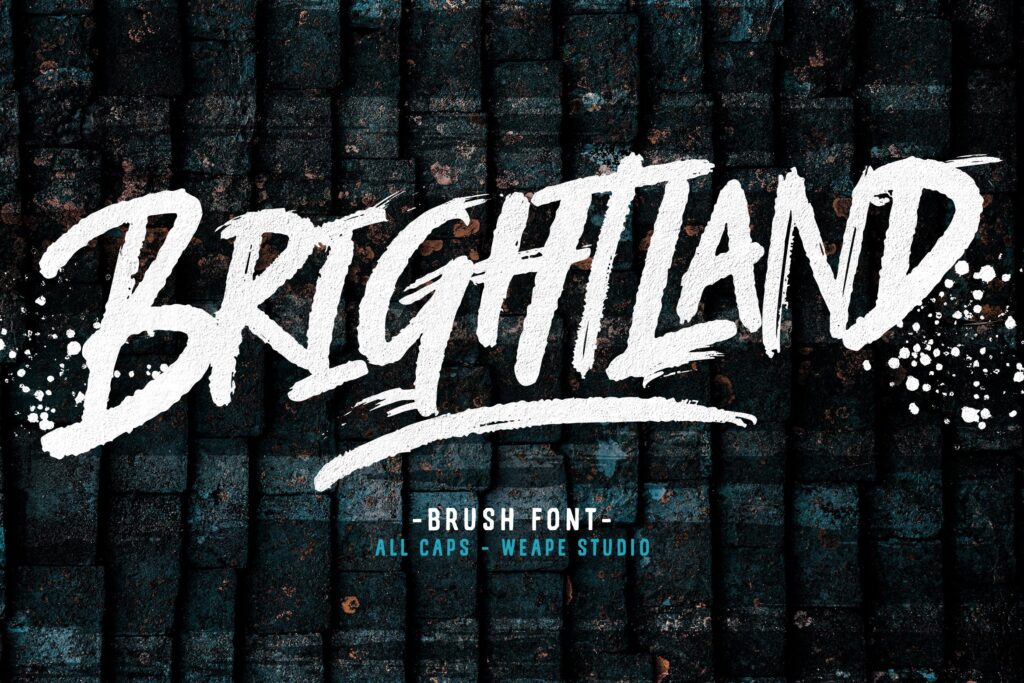 粗糙毛笔笔刷手写英文字体Brightland Brush Font