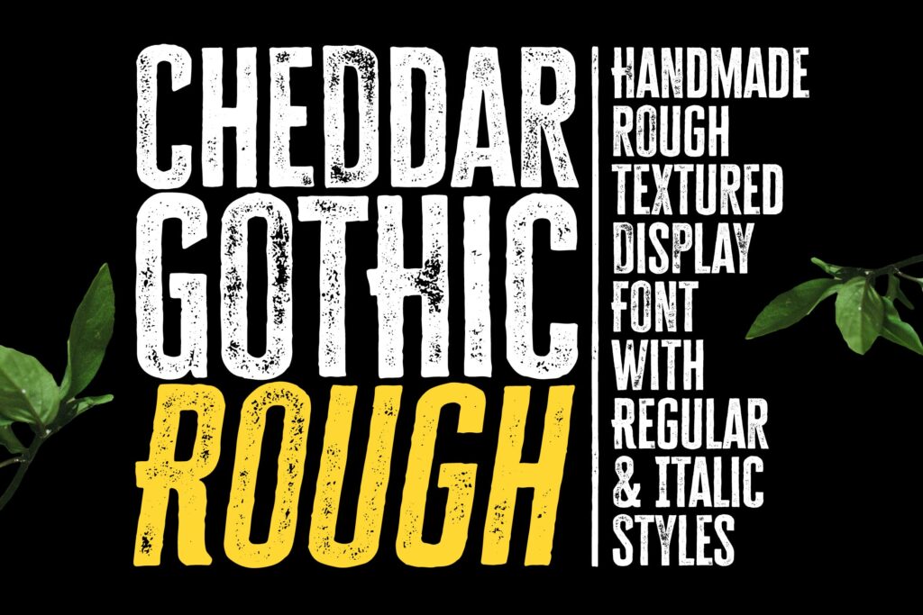 品牌包装/有规则和斜体风格手绘纹理英文无衬线字体下载Cheddar Gothic Rough Font