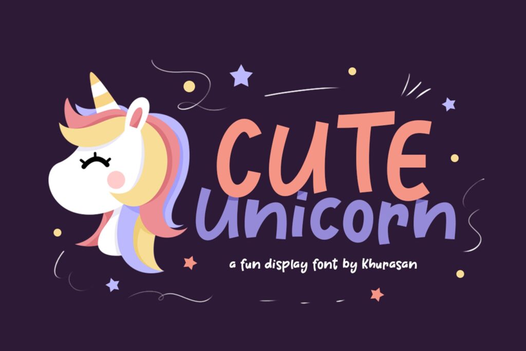服装品牌包装装饰英文字体下载Cute Unicorn