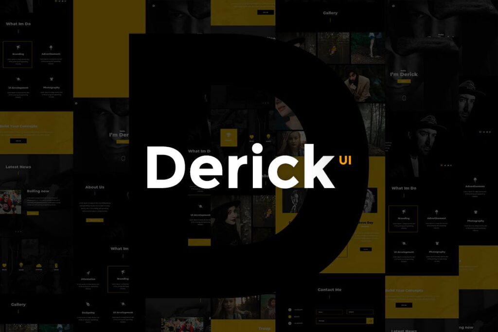 经典配色创意网页/摄影工作室网站模板Derick Creative Website UI Kit
