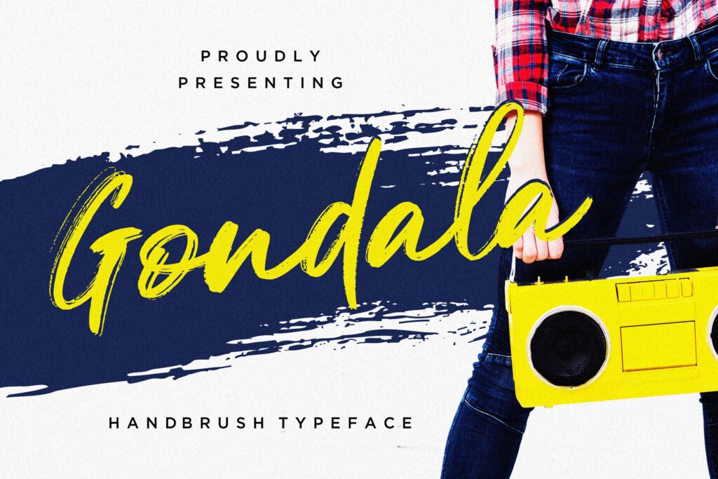 产品包装手写笔刷字体/音乐派对海报标题英文字体下载Gondala Handbrush Typeface