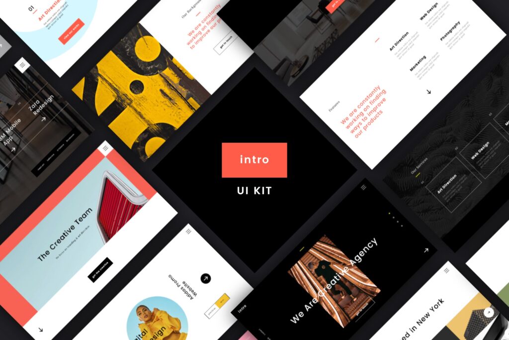 时尚行业企业网站组件网站素材模版Intro UI Kit
