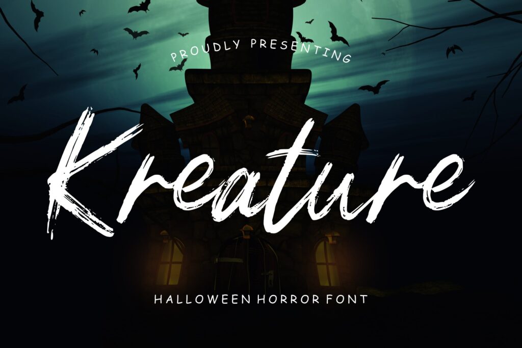 自然恐怖的手写体/万圣节活动海报传单字体下载Kreature Halloween Horror