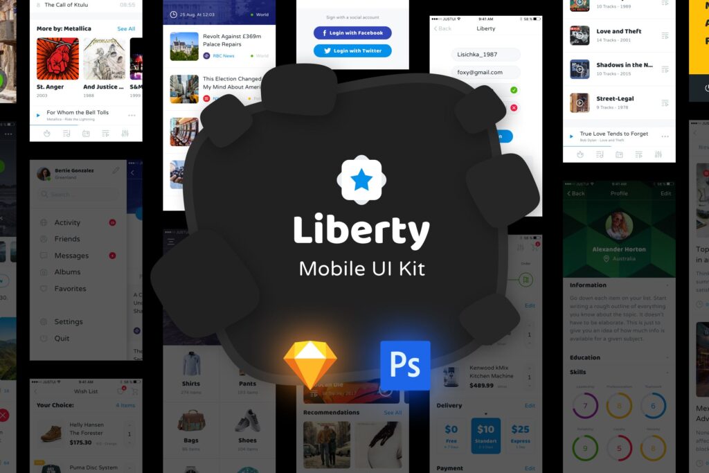 电商购物/电子商务移动端应用程序UI套件模板素材Liberty Mobile UI Kit