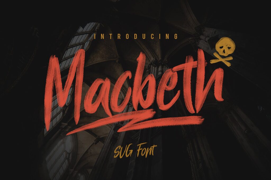 干笔刷毛笔/电影海报标题手写英文字体下载Macbeth Typeface SVG Font