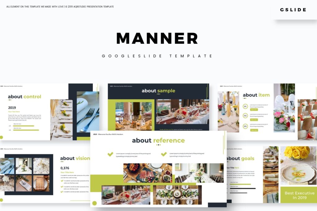 美食餐饮类创意菜品PPT幻灯片模板Manner Google Slides Template