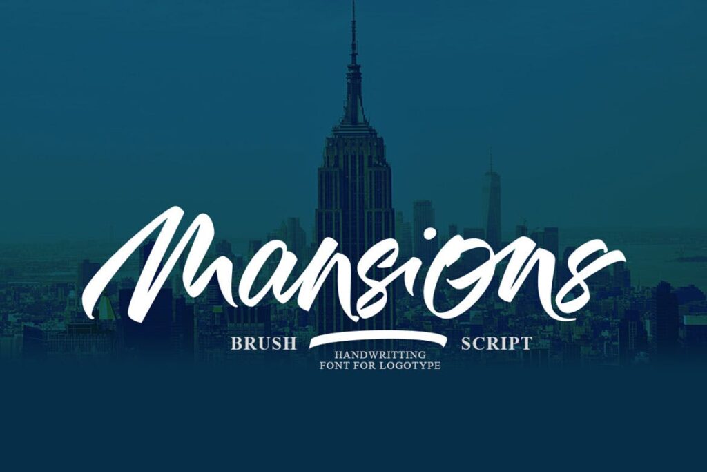 印花t恤品牌装饰英文字体Mansions Brush Script