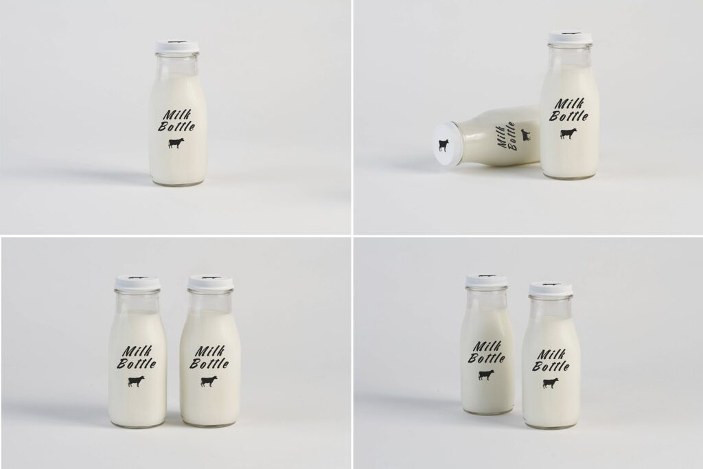 透明透视角度奶瓶模型样机下载Milk Bottle Mock Up