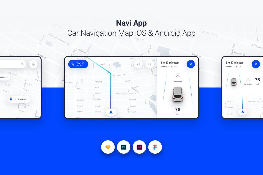 移动平台汽车导航地图应用/车载导航系统界面套件Navi App Car Navigation Map iOS Android App