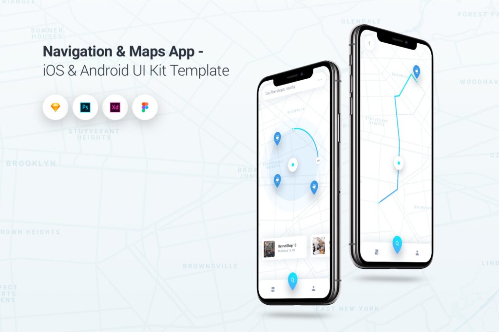 导航和地图应用iOS和Android UI Kit模板Navigation Map App iOS Android UI Kit Template