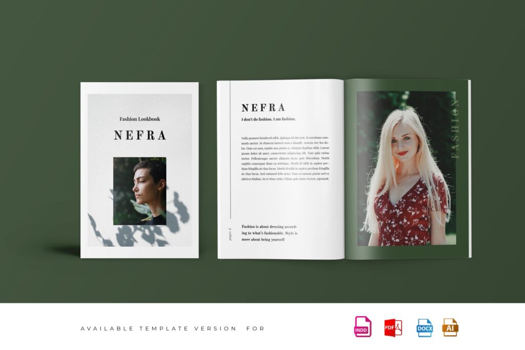 创意时尚潮流行业杂志模版Nefra Fashion Lookbook Catalogue