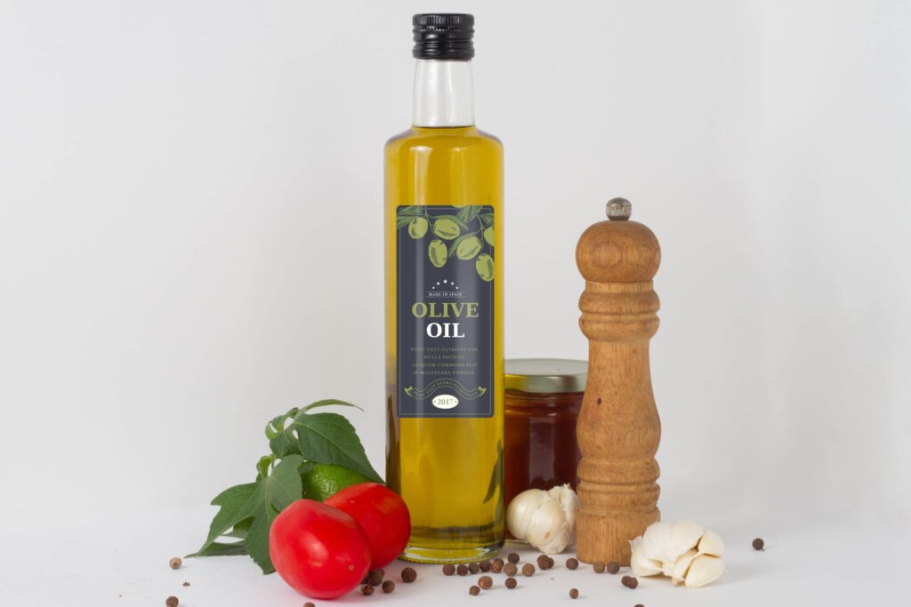橄榄油瓶玻璃包装模型样机模型素材下载Olive oil Bottle Mock Up