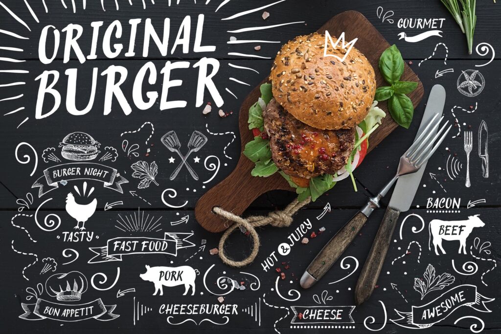 原始汉堡美食字体/图形涂鸦字体下载Original Burger Font