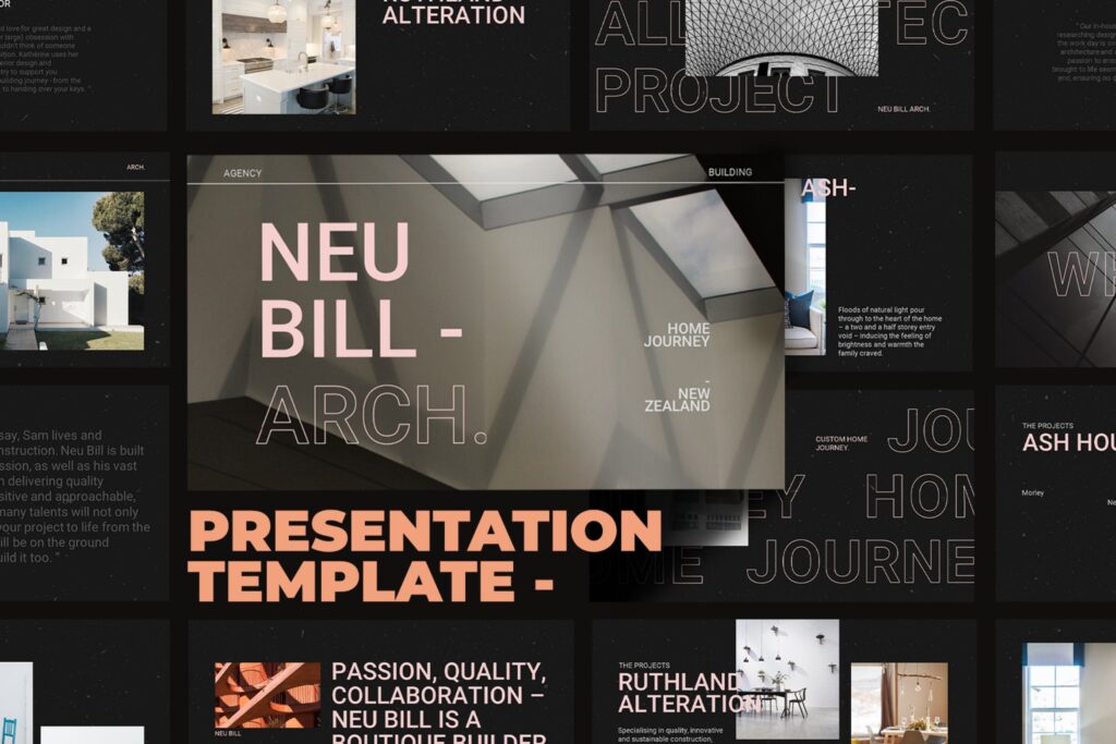 建筑设计公司节能调研主题宣讲PPT幻灯片模板 Neu Bill Architecture Presentation