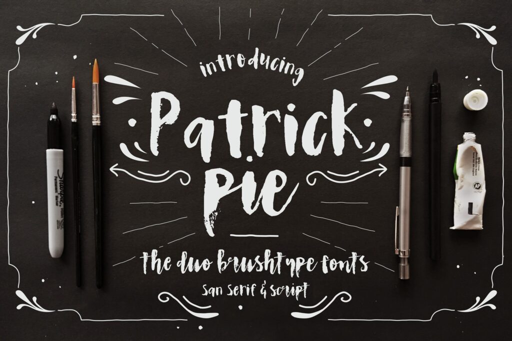 毛笔手写体/水彩笔触英文无衬线手写体Patrick Pie
