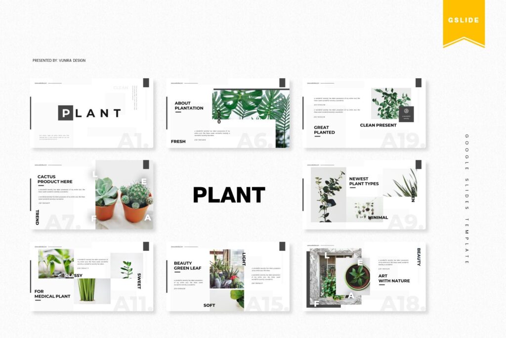 现代绿色植物主题演讲PPT幻灯片模板Plant Google Slides Template