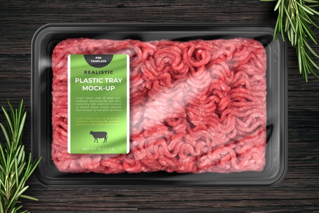 超市新鲜肉类塑料托盘食物模型样机下载Plastic Tray Food Mock up Template