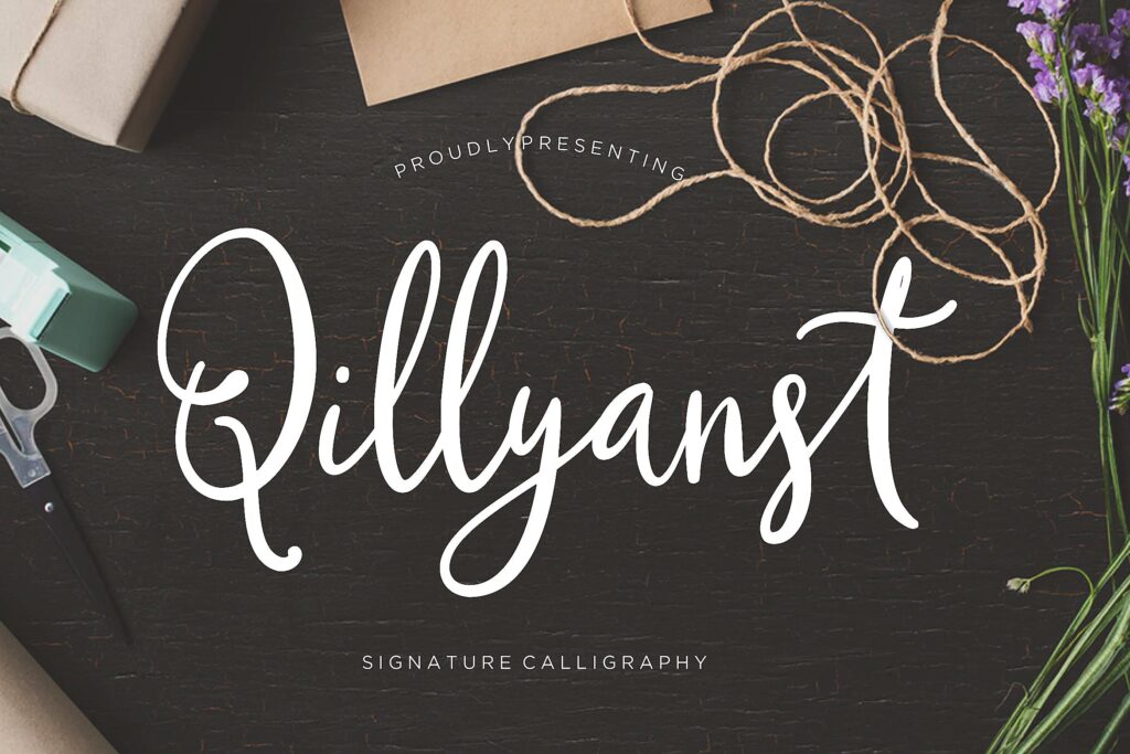精美典雅的签名书法字体/婚礼邀请函字体Qillyanst Signature Calligraphy