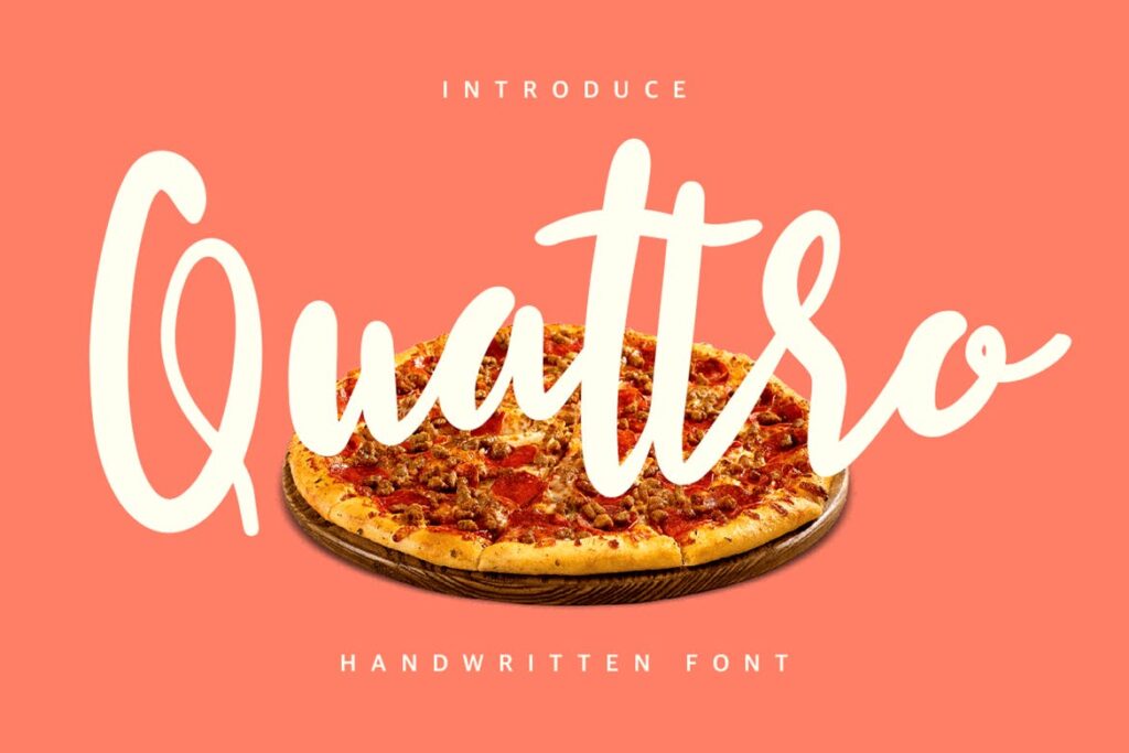 杂志或书籍封面/美食甜点类餐饮装饰字体下载Quattro Typeface