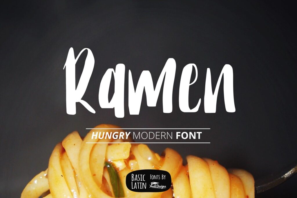 手工捞面/餐饮海报手写英文字体下载Ramen Modern Font