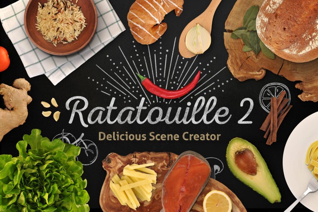 精致文艺美食餐饮品牌VI场景生成器场景素材Ratatouille 2 Extended Food Scene Creator