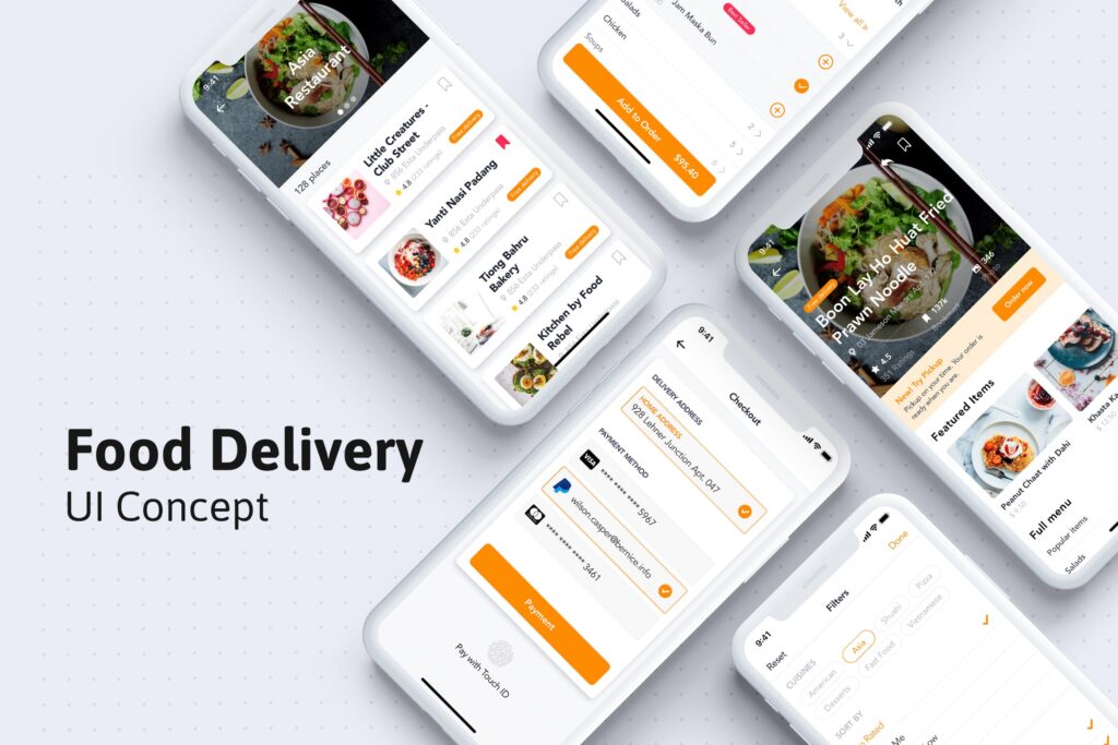 美食餐饮/主题餐厅UI套件模板素材Restaurant and Food Mobile UI Kit for Sketch