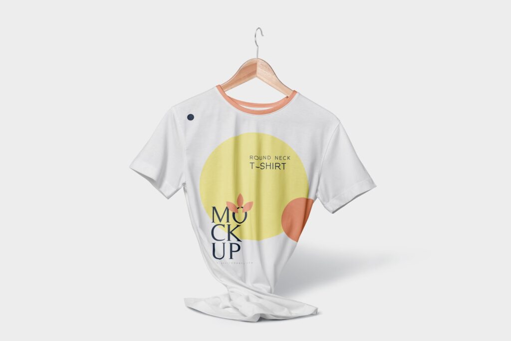 4个圆领衫模型/企业文化衫模型样机效果图Round Neck TShirt Mockups