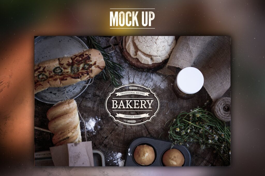 天然酵母法式面包软包样机素材模板下载Rustic Bakery Mock Up插图1