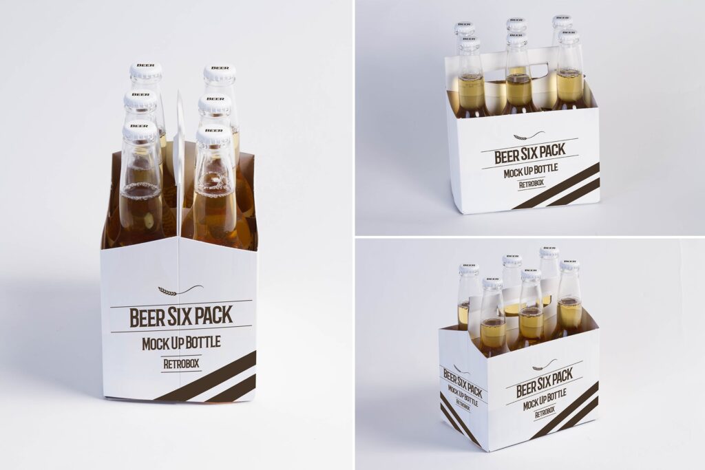 瓶装啤酒包装模型样机效果图下载SixPack Beer Mock Up插图