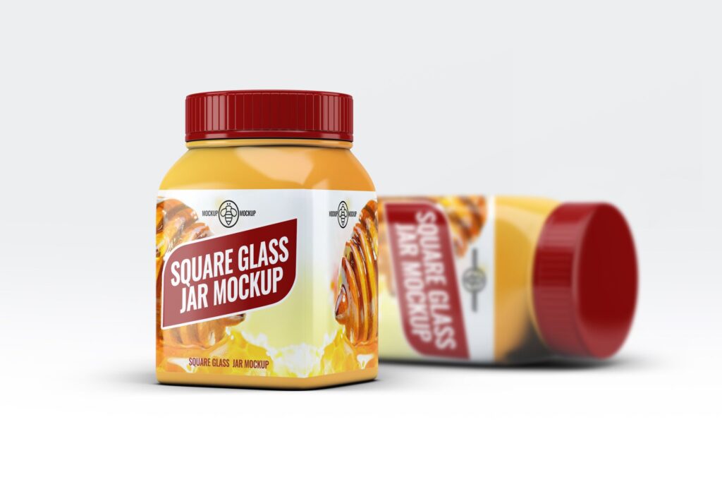 方形玻璃罐模型/食品包装罐样机模型素材下载Square Glass Jar MockUp