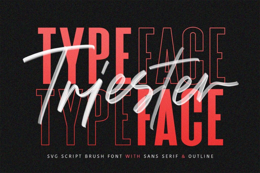杂志或书籍封面手写毛笔手写英文字体Triester SVG Brush Font Free Sans