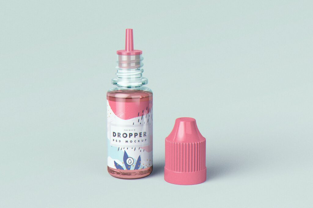 加湿器香薰滴瓶模型样机效果图Vape Dropper Bottle MockUp