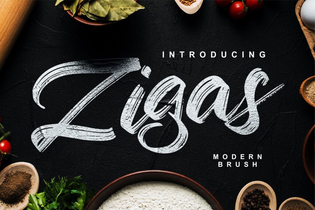 笔刷字体与书法风格英文字体/邀请函贺卡品牌英文字体下载Zigas Modern Brush Font