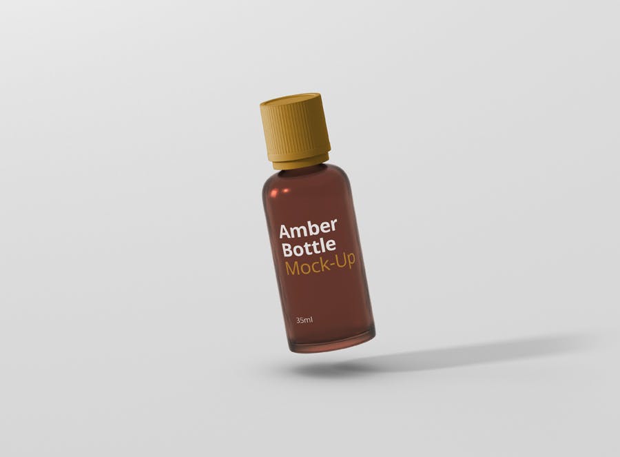 6个高品质琥珀药品瓶模型样机Amber Bottle Mockup插图9