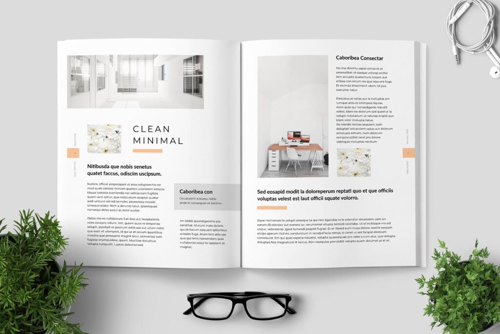 简洁优雅时生活方式或销售展示画册模板素材下载Clean Minimal Magazine Design插图9