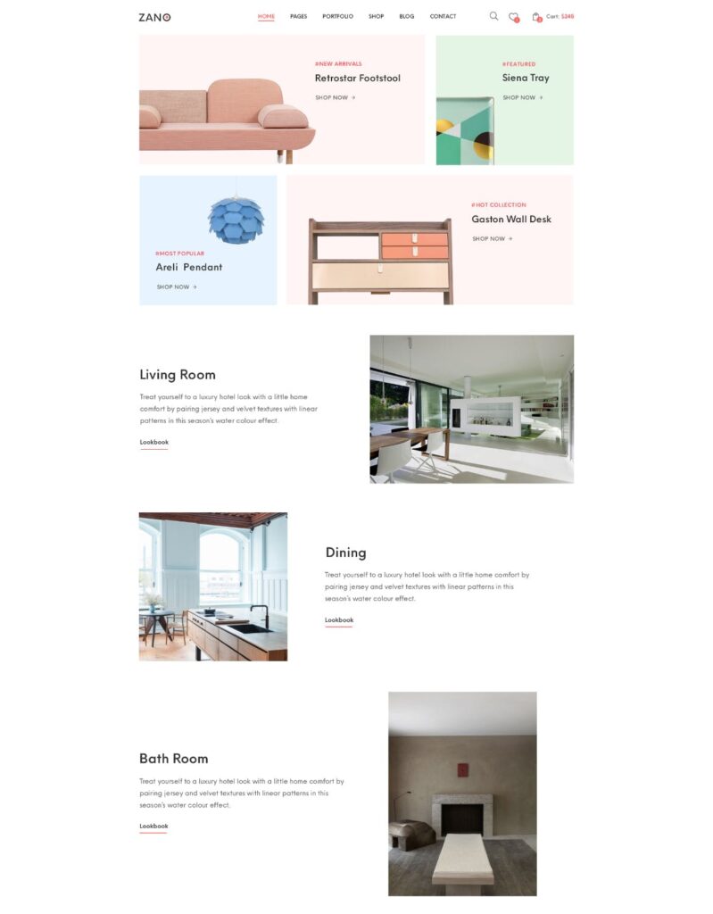 室内设计工作室/家具设计网站素材模板Zano Furniture eCommerce PSD Template插图9
