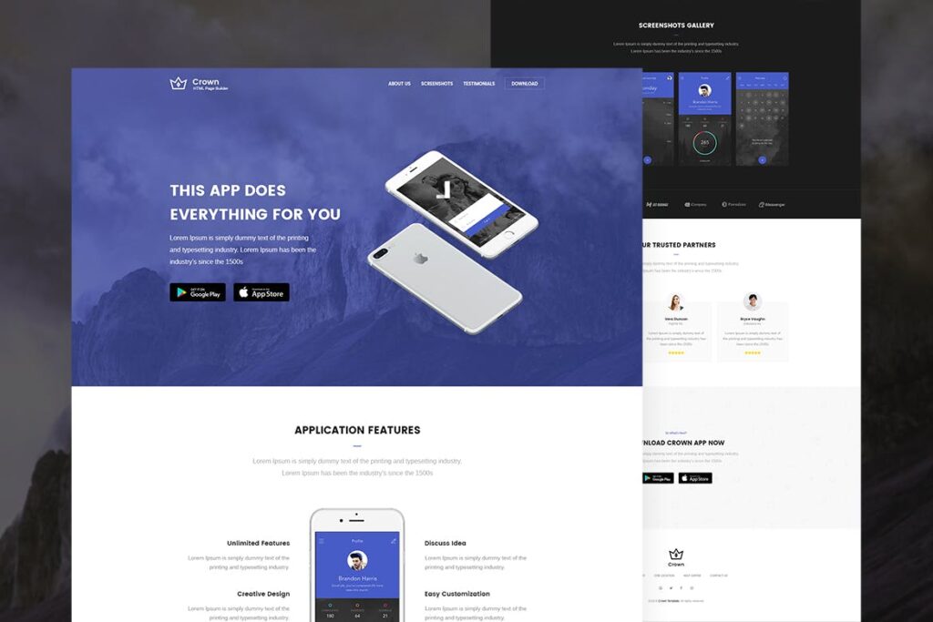 企业精致产品网站素材模板Crown Multi Purpose Html5 Landing Template 9DLFCS4插图10