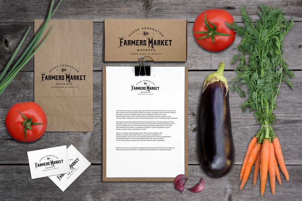 有机蔬菜品牌VI样机素材模型素材下载Farmers Market Scene Generator插图10