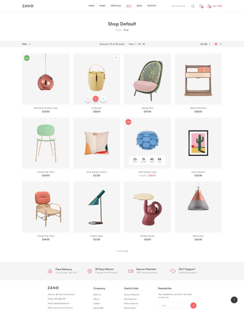 室内设计工作室/家具设计网站素材模板Zano Furniture eCommerce PSD Template插图10