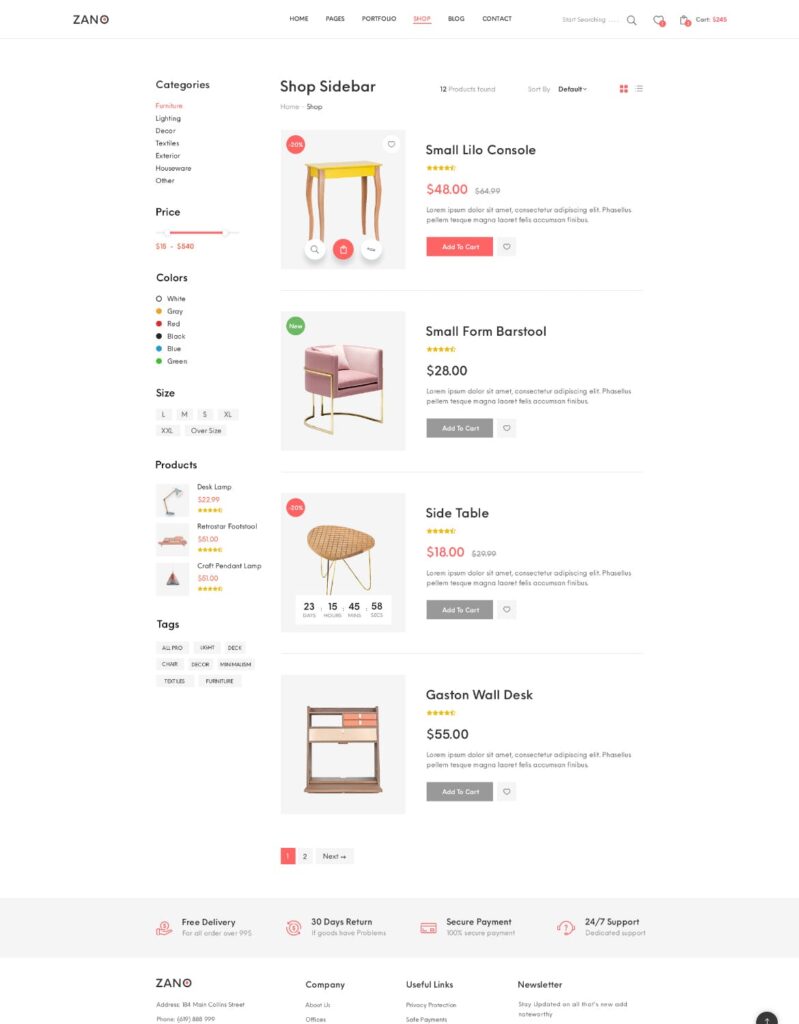 室内设计工作室/家具设计网站素材模板Zano Furniture eCommerce PSD Template插图12