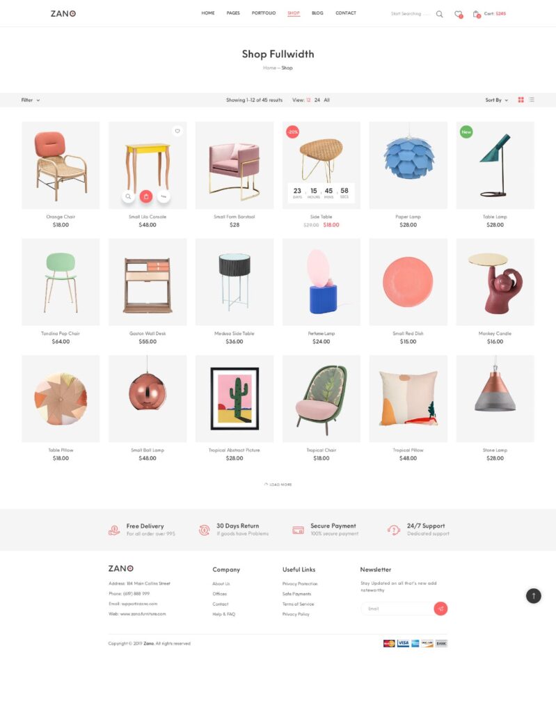 室内设计工作室/家具设计网站素材模板Zano Furniture eCommerce PSD Template插图13