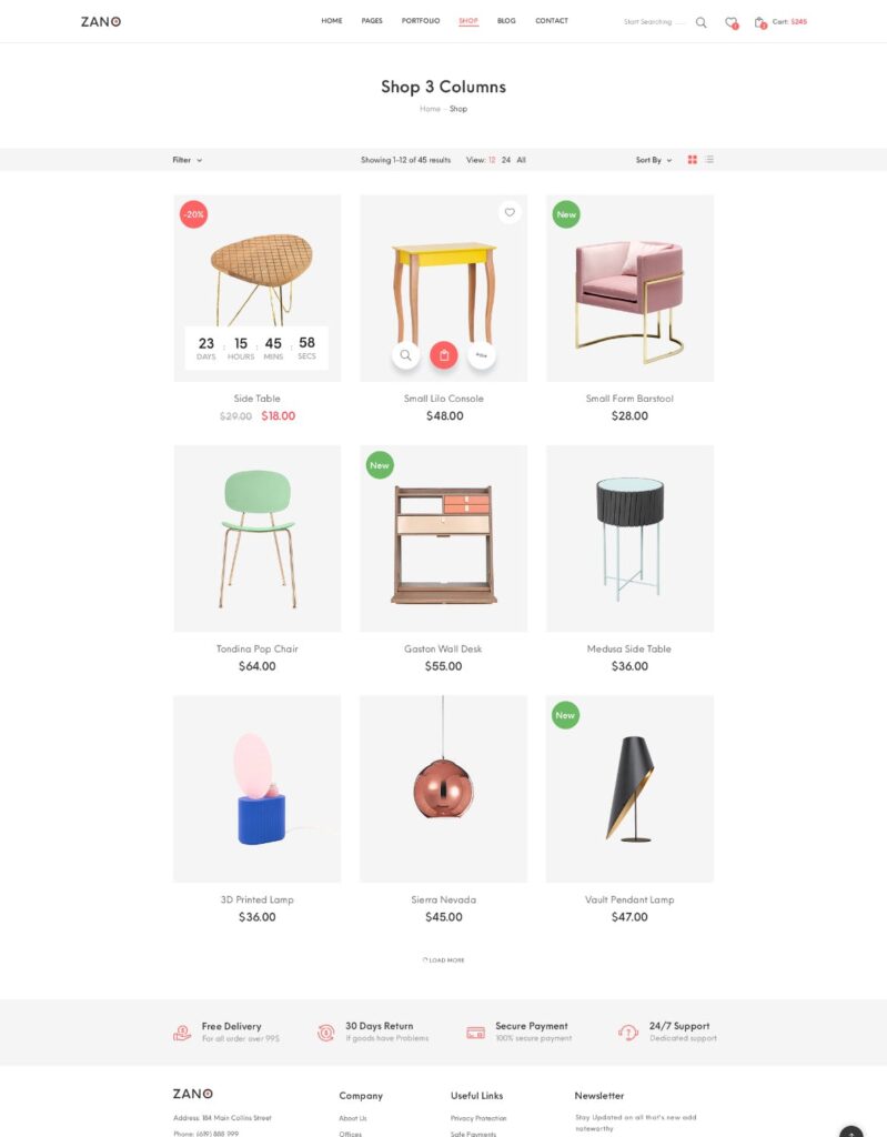 室内设计工作室/家具设计网站素材模板Zano Furniture eCommerce PSD Template插图14