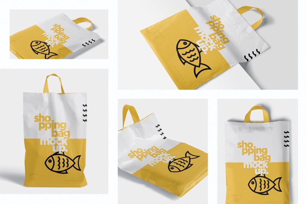 文艺简约设计购物手提袋样机模型素材下载5 Beautiful Shopping Bag Mockups插图1